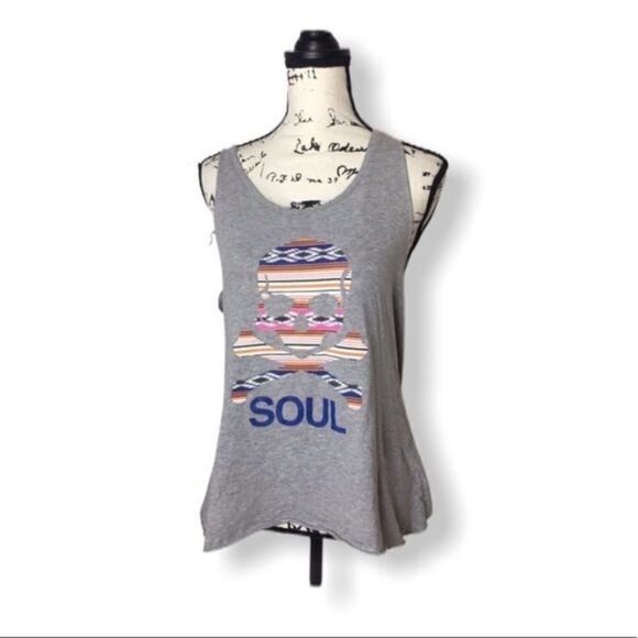 soulcycle Tops - SoulCycle Tank Top Sz S Gray Graphic Skull Racerback Workout Gym